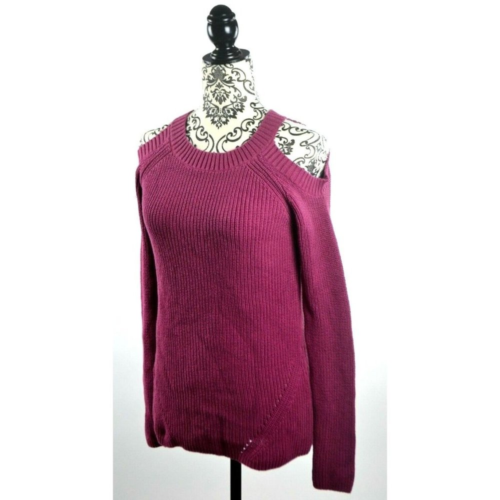 THE LOFT - Women's Crew Neck Sweater with Shoulders Cut Out, Purple, Size‎ Small